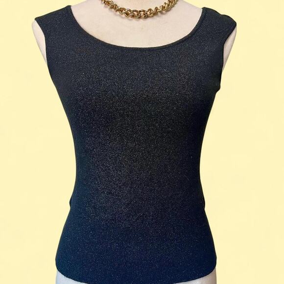 Betsey Johnson New York Vintage Black Sparkle Top - Picture 2 of 5